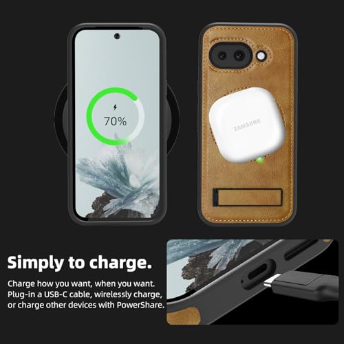 Image of Lunivop for Google Pixel 9a Case Leather [Compatible with Magsafe Wireless Charging] Magnetic Cover Stand Funda para Google Pixel 9a 6.3 '' 5G 2025 Rugged Best Phone Cases Brown