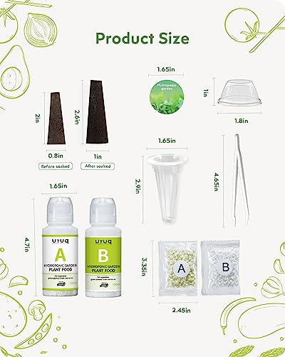 Image of URUQ 188pcs Hydroponic Pods Kit Compatible with AeroGarden & Most Brands | Grow Anything Kit for Hydroponics Growing System, Includes 45 Sponges, 45 Baskets, 45 Domes, 45 Labels, 8 A&B Plant Food