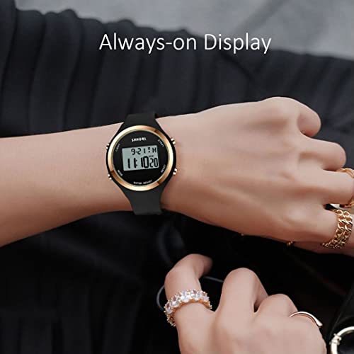 aswan watch Digitaal horloge voor dames met wekker, stopwatch, ledlicht, datum, casual, polshorloge met siliconen… - Image 5