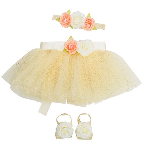 Image of Newborn Girl Tutu Set Skirt with Headband Photography Prop