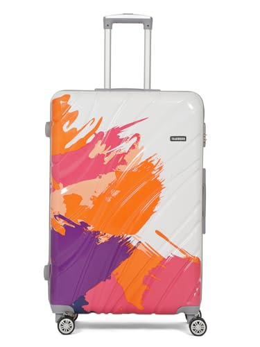 Image of Teakwood World Small 75 cm Check in Size Trolley Bag Polycarbonate 360 Degree 8 Wheels Luggage Bag with TSA Lock, Adjustable Handle Trolley Bags for Travel, Suitcase for Travel | Wave Pink