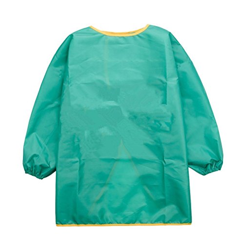 Kids Toddler Apron Long Sleeve Children Waterproof Play Apron Smock Art Aprons for Painting, Baking, Cooking (Green,Small)