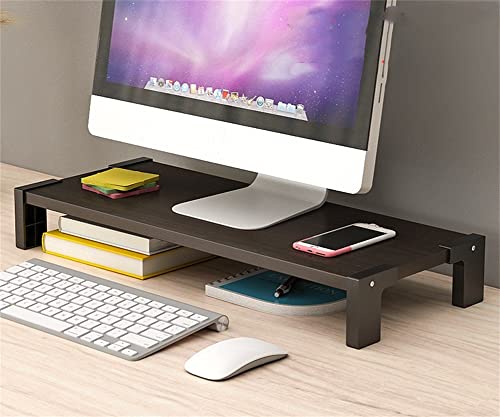 パソコン台 モニター台 机上台 引き出し付き 木製 卓上 机上 ラック キーボード 木質?収納 多種類のデザイン?ひと重 2段?引き出し? PP (A-08-ブラック)