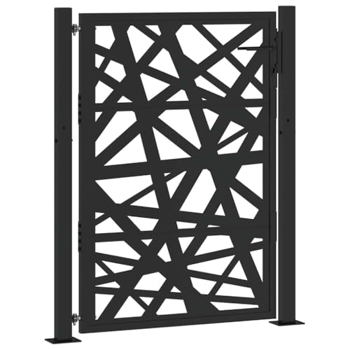 vidaXL Portail de Jardin Noir 100x125 cm Acier Conception de lumière, Porte de clôture, Porte extérieure, Porte en métal, Porte de sécurité