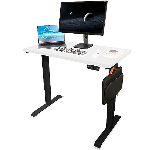 unycos - Escritorio Elevable Eléctrico con Tablero, Mesa con Opciones de Altura, Motor Individual, Función Memoria, Anticolisión, Temporizador, 120 * 80 * 2.5cm (Negro/Blanco, Core One)