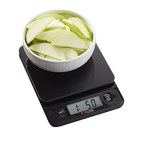 Taylor Glass Top Food Scale With Touch Control Buttons, 11 Lb Capacity, Black #TOP6