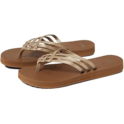 Sanuk Women's Yoga Sandy Metallic Flip-Flop, Champagne Cover