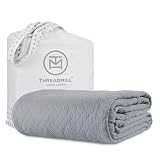 Threadmill Luxury Cotton Blankets for Queen Size Bed | All-Season 100% Cotton Queen Size Blanket | Jacquard Cozy Lightweight, Soft Breathable Coverlet fits Full Size Bed, 90x92 | Scottish Grey