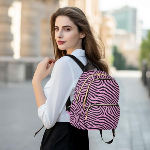 Mochila de gran capacidad para mujer con diseño casual Black Blush Zebras 6