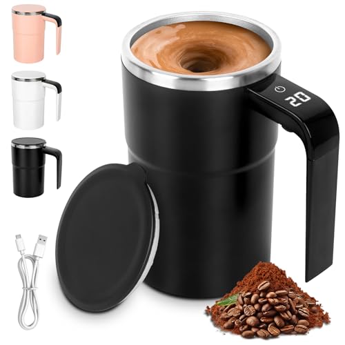 Mineup 380ml Selbstrührende Tasse, Automatischer Magnetischer Rührbecher, Selbstrührender Kaffeebecher, Wiederaufladbarer Intelligente Kaffeetasse mit Temperaturanzeige für Kaffee, Milch, Tee