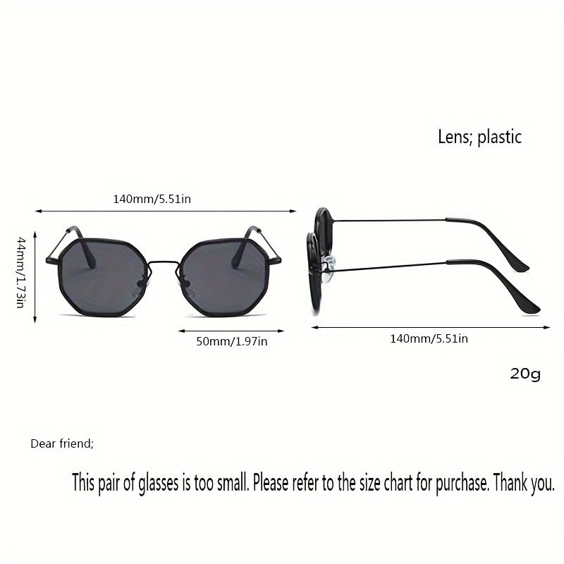 Square Sunglasses for Women Men Retro Octagon Metal Sun Glasses Vintage Polygon Shades3