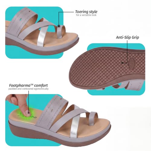 Image of YOHO Evergreen Slides Cross Strap Sandals for Women | Stylish, Comfortable Orthopedic & Anti Skid | Office, Summer, Beach, Casual Wear Flats for Ladies /Girls