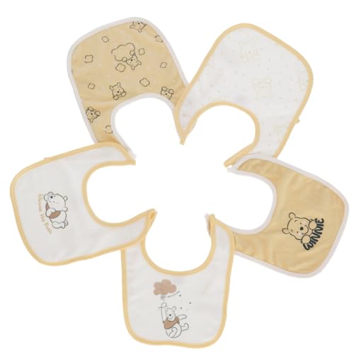 Disney - Lot de 5 Bavoirs Bébé Winnie l'Ourson - 100% Coton - 200 GSM - Cordons à nouer -...