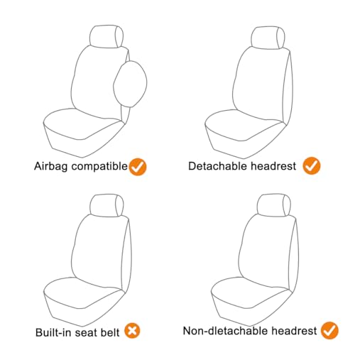 JNNJ 4 Stück Autositzbezüge Kompletter Satz, Mesh Vorderseite Autositzabdeckungen, Airbag-kompatibler Autositzabdeckungen, Ideale Passform & Perfekter Schutz Für Autositze(Grau)