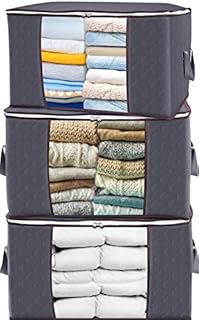 Clothes Storage Bag 90L Large Capacity With Reinforced Handles, Clear Window, Great For Comforters ,clothes, Blankets, Pillows, Bedding, Under Bed Storage Solutions, Pack Of 3