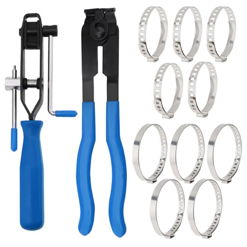 Heavy Duty Anti-Skid CV Joint Boot Clamp Pliers Kit with 10 Crimp Bands - Automotive Hose Axle Plier CV Clamp Tool for Most Cars (Blue)