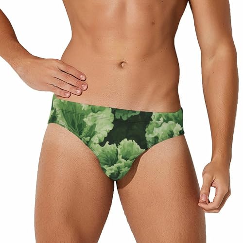 Green Vegetables Camouflage Mens Swim Briefs Bikini Sexy Low Rise Trunks Swimsuit Bathing Suit Beach