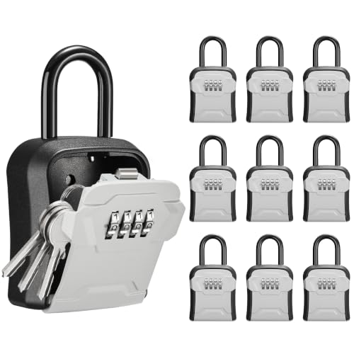 Puroma Key Lock Box for House Keys Combination Lockbox with Code, 10 Gray