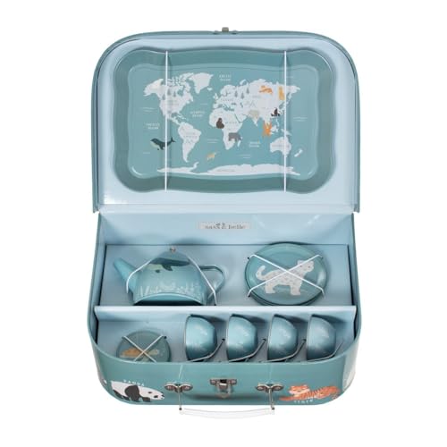 Valise dinette à thé Animaux menacés Sass & Belle jouet imitation métal