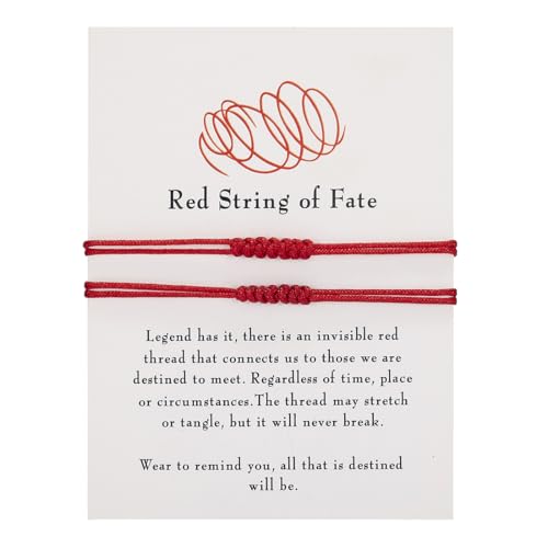 KUMSODE 2 Pezzi Bracciale Coppia filo rosso, Bracciale Portafortuna Donna, Regali Di Coppia, Bracciale Filo Rosso Del Destino, Bracciali Coppia Regalo per Coppia