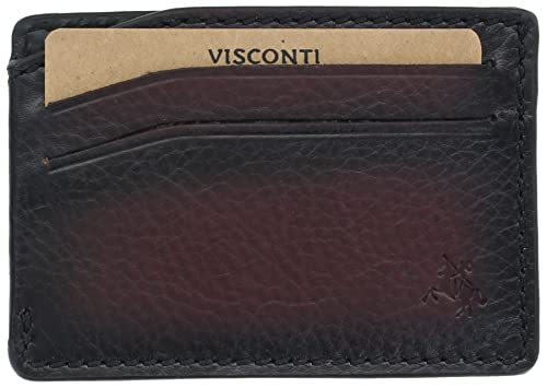 Porte-cartes en cuir Visconti MT86 bordeaux : maroquinerie de luxe et blocage RFID