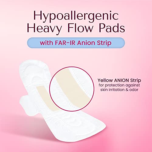 Hypoallergenic Heavy Flow Pads With Far-Ir Anion Strip, Super Absorbent, Breathable, Vegan And Eco-Certified, Ultra Thin With Wings, Count 72 (Heavy) #TOP2