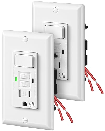 DEWENWILS 15A GFCI Switch Outlet Combo 2 Pack Tamper-Resistant GFCI Electrical Outlet 15 Amp GFCI Outlet WR Ground Fault Circuit Interrupter Self-Test with LED Indicator ETL Listed White