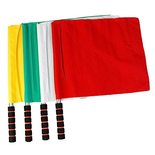 Sosoport Football Match Signal Flags 4pcs Referee Flags Set Comfort Grip Sports Equipment for Soccer Refereeing