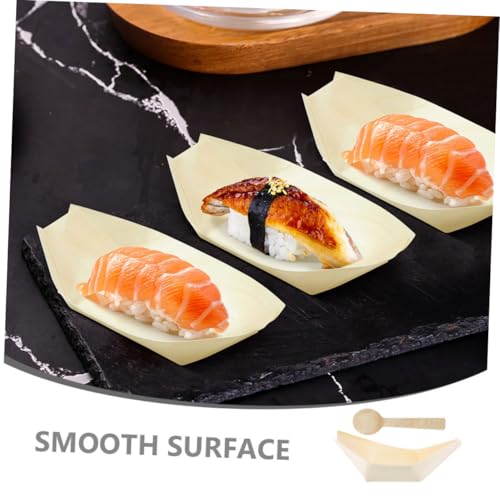 Platos desechables forma barco de sushi madera 3 pulg 100 pcs miniatura 3