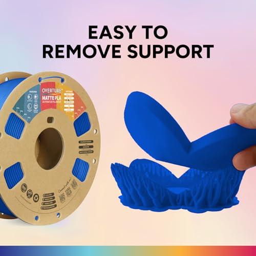 Image of OVERTURE 6KG Bundle Matte PLA, Low Warp & Matte Surface 3D Printer Filament | Frosted Matt Finish Hides Layer Lines, 6 Pack 1kg Spool (2.2lbs) Cardboard Spool, Fit Most FDM Printer (6 Color)