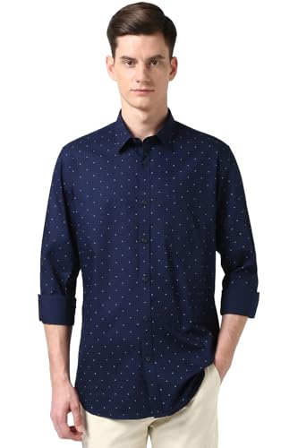 Image of Peter England Men's Cotton Slim Fit Print Shirt