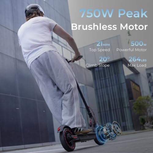 Image of Electric Scooter - Electric Scooter Adults, 500W /1000W /1200W Motor, 18 /21 /25 MPH, 21 /28 Miles Max Range, APP Control, Double Braking Systems, 8.5 inch /10 inch Tire, Foldable E-Scooter