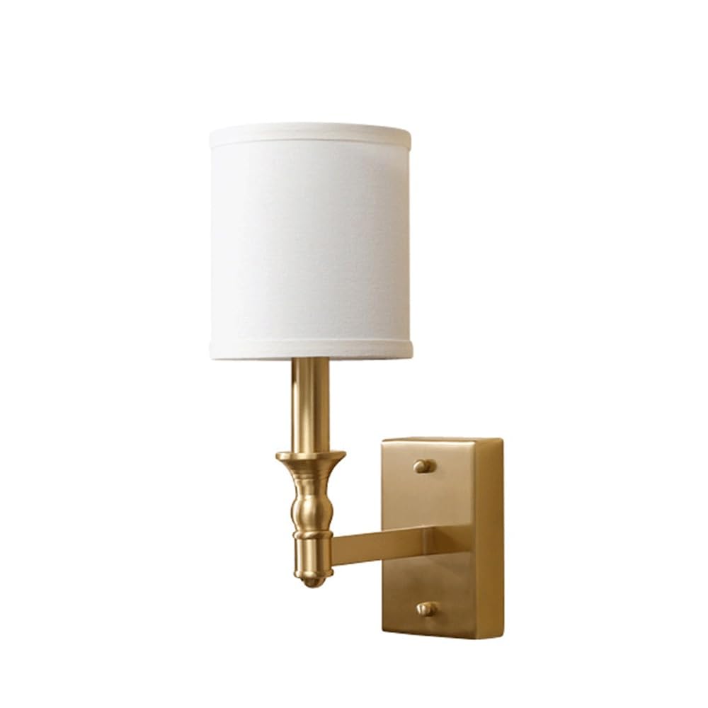 Kinkiet z abażurem ze złotej tkaniny