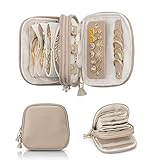 VLANDO Travel Jewelry Case,2-Layer Jewelry Organizer for Travel,Mothers Day Mom Gifts Teacher Gift,Multi-Compartment Jewelry Storage for Rings Earrings Necklaces Bracelets-Toffee