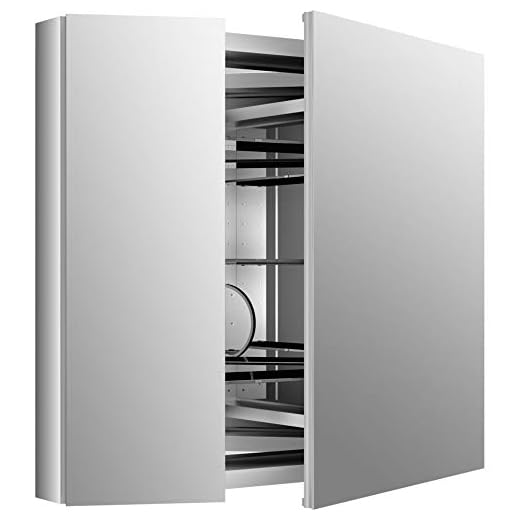 KOHLER K-99009-SCF-NA Aluminum Verdera Medicine Cabinet with Adjustable flip-Out Flat Mirror, 34" W x 30" H