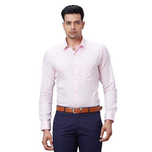 Image of Raymond Men's Pure Cotton Structure Pattern Slim Fit Semi Cutaway Collar Full Sleeve Formal Shirt