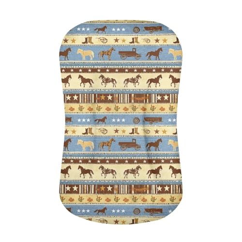 Image of ZOUTAIRONG Western Theme Soft Bassinet Sheets Comfy Polyester Cradle Sheets for Baby Boys Girls Universal Fit for Most Cradle and Bassinet Mattress