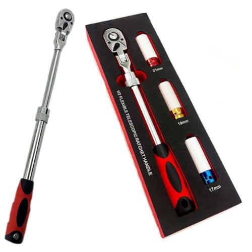 Llave de trinquete retráctil de 72 dientes de 1,27 cm con enchufes 4
