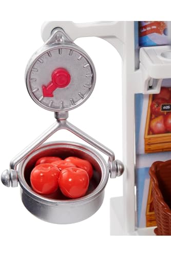 Barbie Mobilier Coffret Supermarché fourni avec poupée à robe fleurie rayon de marchandise caisse et accessoires jouet pour enfant FRP01 - vue 5