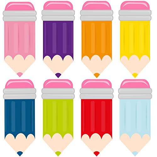 48Pcs Colorful Pencil Cutouts Back to School Classroom Bulletin Board Decors Rainbow Pencil Paper Cutouts Stationery Name Tag Label Teacher Student Supplies Elementary School Classroom Wall Door Decor