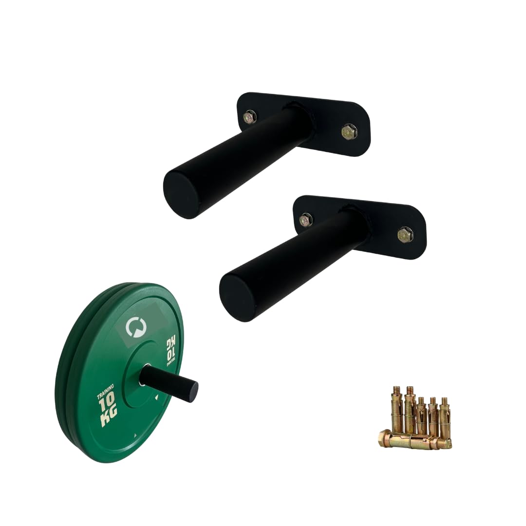 Gym Weight Plate Wall Holder Rack (Pack of 2) – Heavy-Duty Steel Wall Mount for Olympic Weight Plates, Home Gym Organizer, Space Saving Fitness Storage Rack
