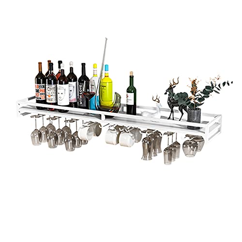 Casier à vin mural blanc horizontal avec porte-verre à pied gain de place - 2