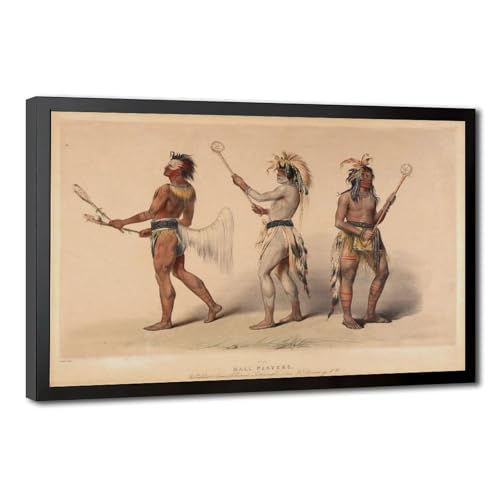 Impression sur toile joueurs de balle George Catlin cadre à suspendre 40x61