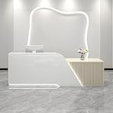 Reception Desk with Counter, Commercial Front Desk Reception Counter with Lockable Drawers & Door Cabinet, Retail Checkout for Office, SOHO, Shop, Office Boutique Lobby,A - Left,L 160cm/63in