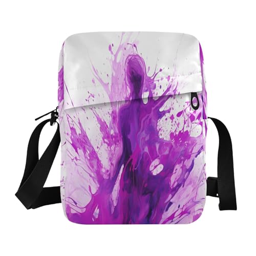 small messenger bag for women Small Crossbody Bags For Women women's crossbody handbags Adjustable Strap for Shopping Shopping- Paint Illustration Purple