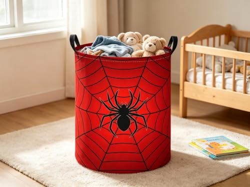Image of Baby Laundry Hamper kids laundry Basket Waterproof Laundry Bag for Bedroom Clothes Organizer Room Decor(Spider Web)