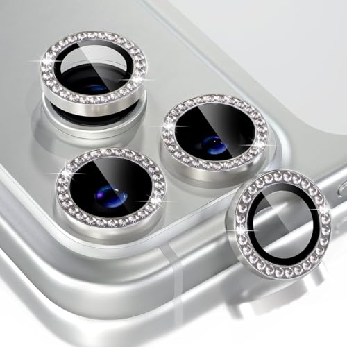 Image of Choiche Compatible for iPhone 17 Pro /iPhone 17 Pro Max Camera Lens Protector Bling, 9H Tempered Glass Camera Cover Screen Protector Metal Ring Decoration Accessories (Diamond-Titanium Natural)