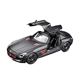 1 18 Für Mercedes Benz SLS AMG Legierung Miniatur-Druckgussauto Modell Benz Sportwagen Luxusfahrzeug Kinderspielzeugauto(Schwarz)
