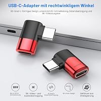 MOGOOD USB-C Adapter 90 Grad rot, 40Gbps, 2 St. USB-C Stecker auf Buchse – Ansicht 3