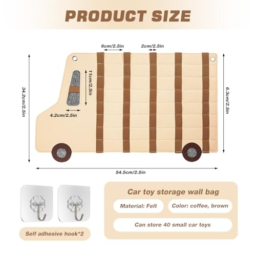 Image of HASTHIP Mini Car Model Pull-Back Car Toy Organizer with 40pcs Stretchy Storage Strap, Wall-Hanging Storage Holder for Mini Collectible Cars, Display Holder for Kids Car Collections